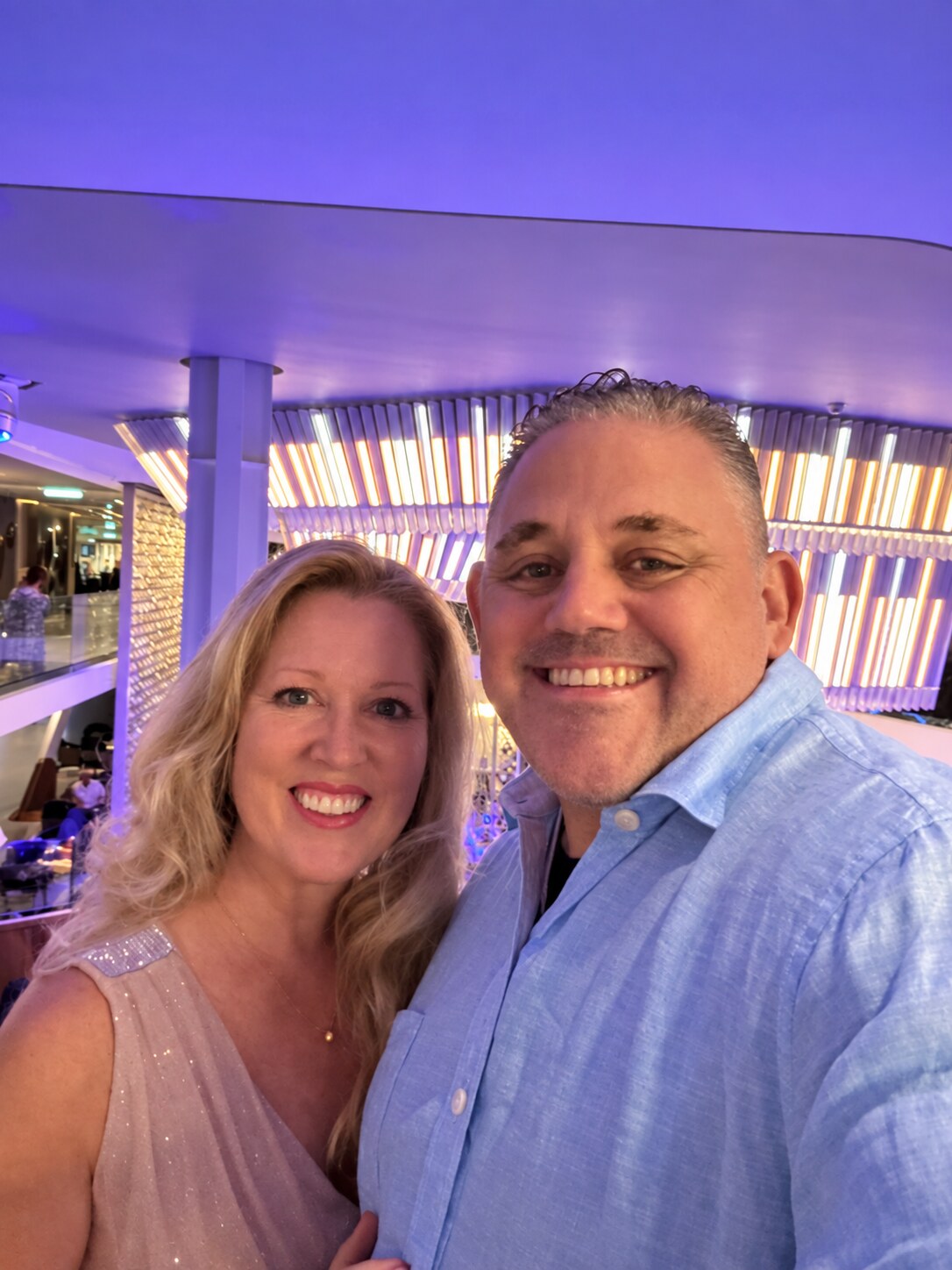 Jayson and Lori smiling aboard Celebrity Beyond